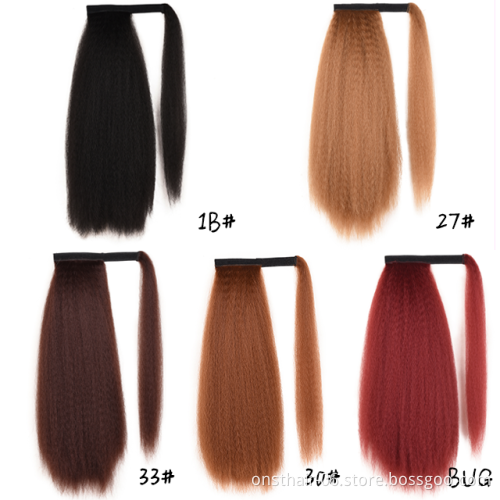 Long Yaki Ponytail Hairpiece for Women with Comb Synthetic Pony Tail False Hair Extension Adjustable Strap Kinky Curly 22" >=60%